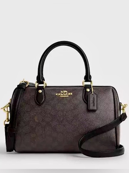 Coach Handbags - Coach Rowan Crossbody NWT Dark Brown Black Leather & Canvas w Gold Hardware NWT